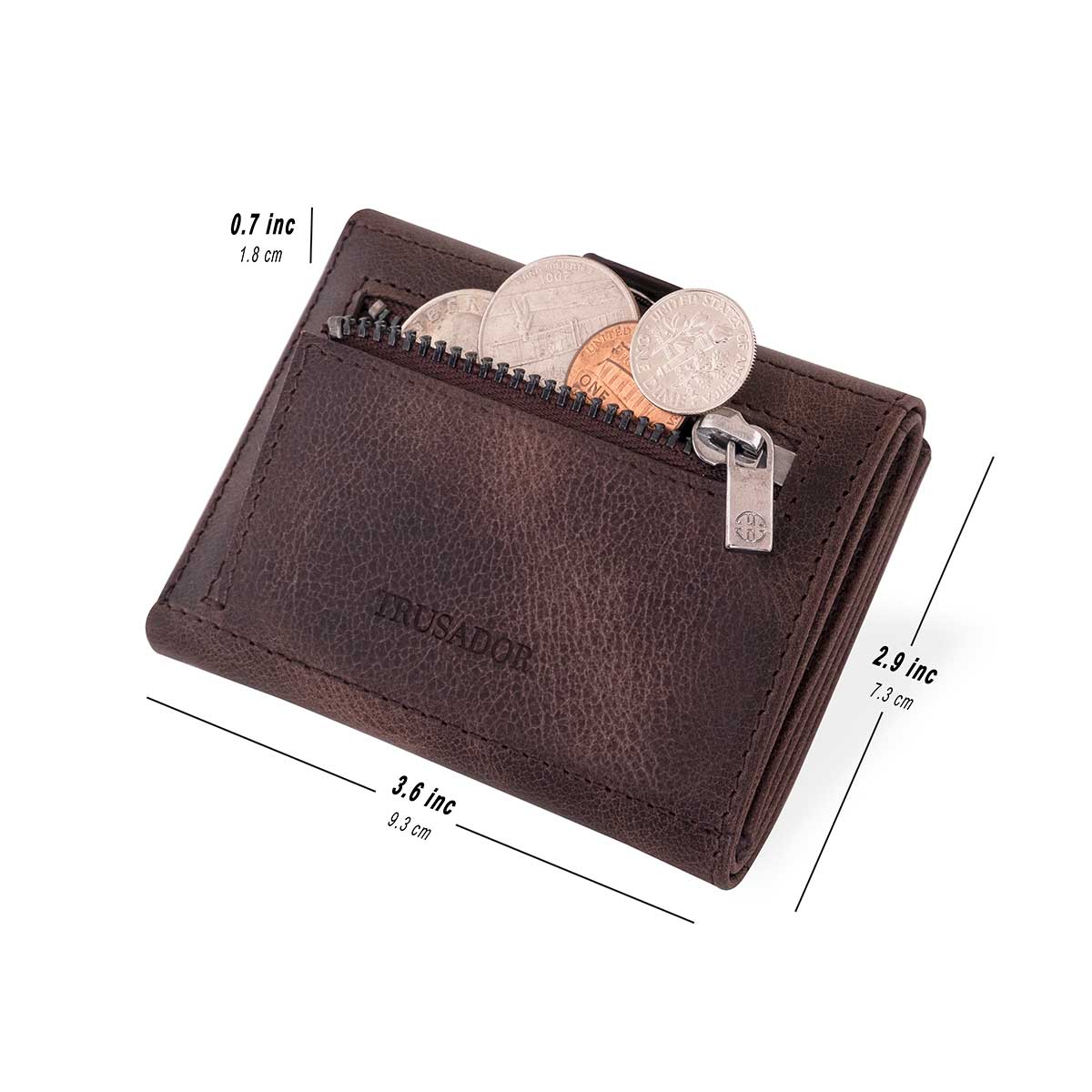 Compact Mini Wallet in Saffiano Leather with Money Clip and Coin Purse