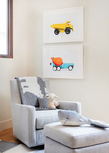 construction truck artwork prints for kids room