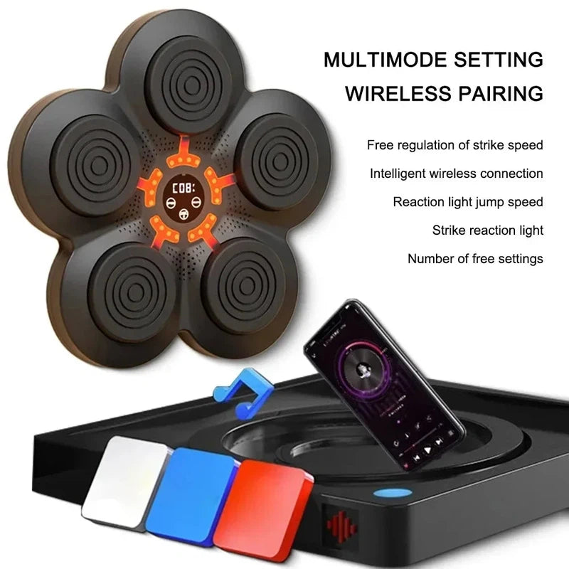 Smart Bluetooth Music Boxing Machine: Wall-Mounted LED Lighted Sandbag Target with USB Charging - Boxing Training Gear