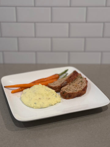 Meat loaf, carrots, mashed potatoes
