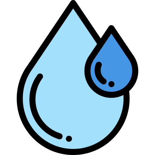 A blue water droplet icon with a black outline.