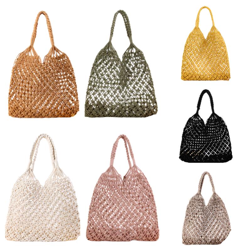 Pink Fish Net Beach Bag with Woven Base – Island Beach Bags