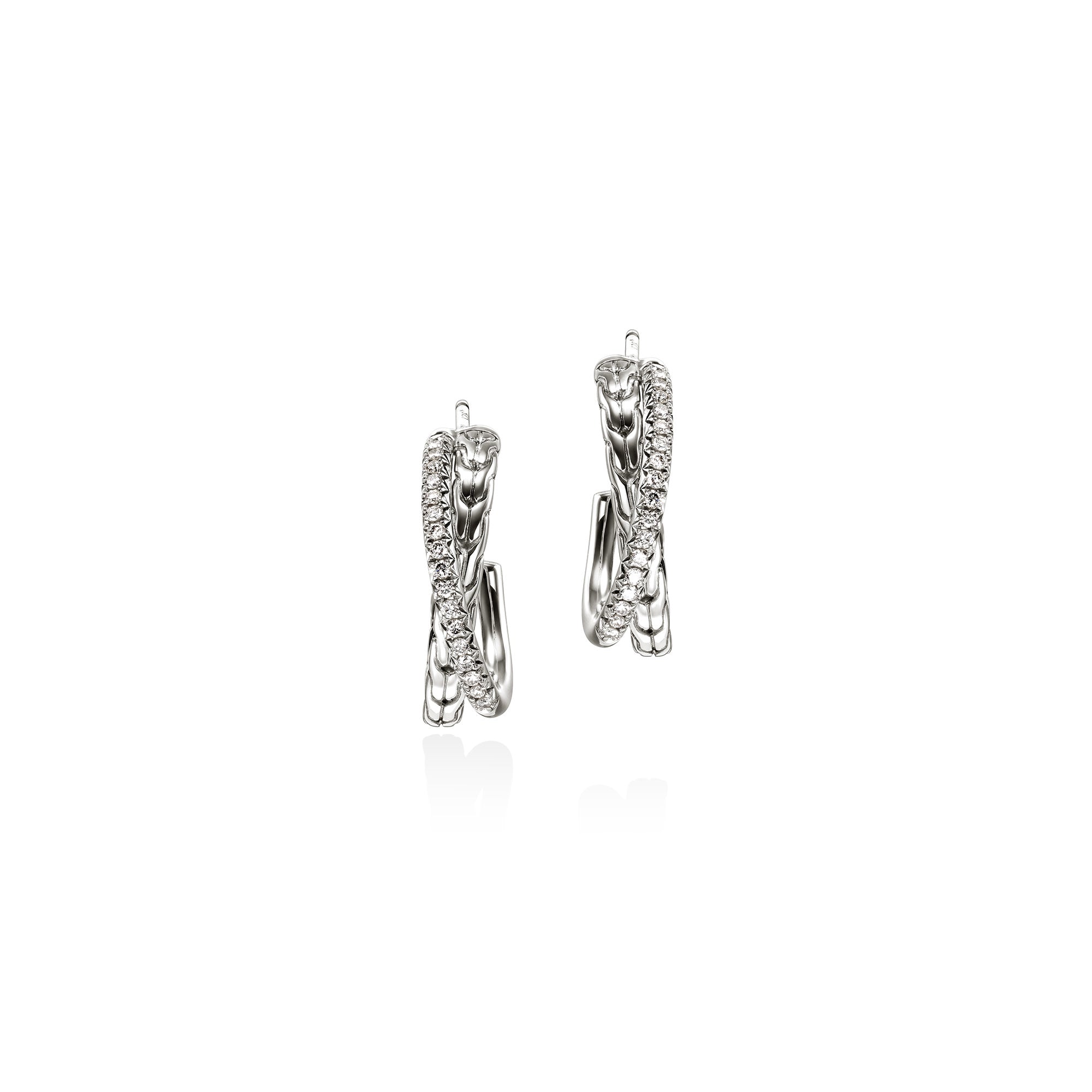 Product image for JH Essential Pavé Crossover Earring, Sterling Silver, Diamonds, 20.5MM|EBP987142DI