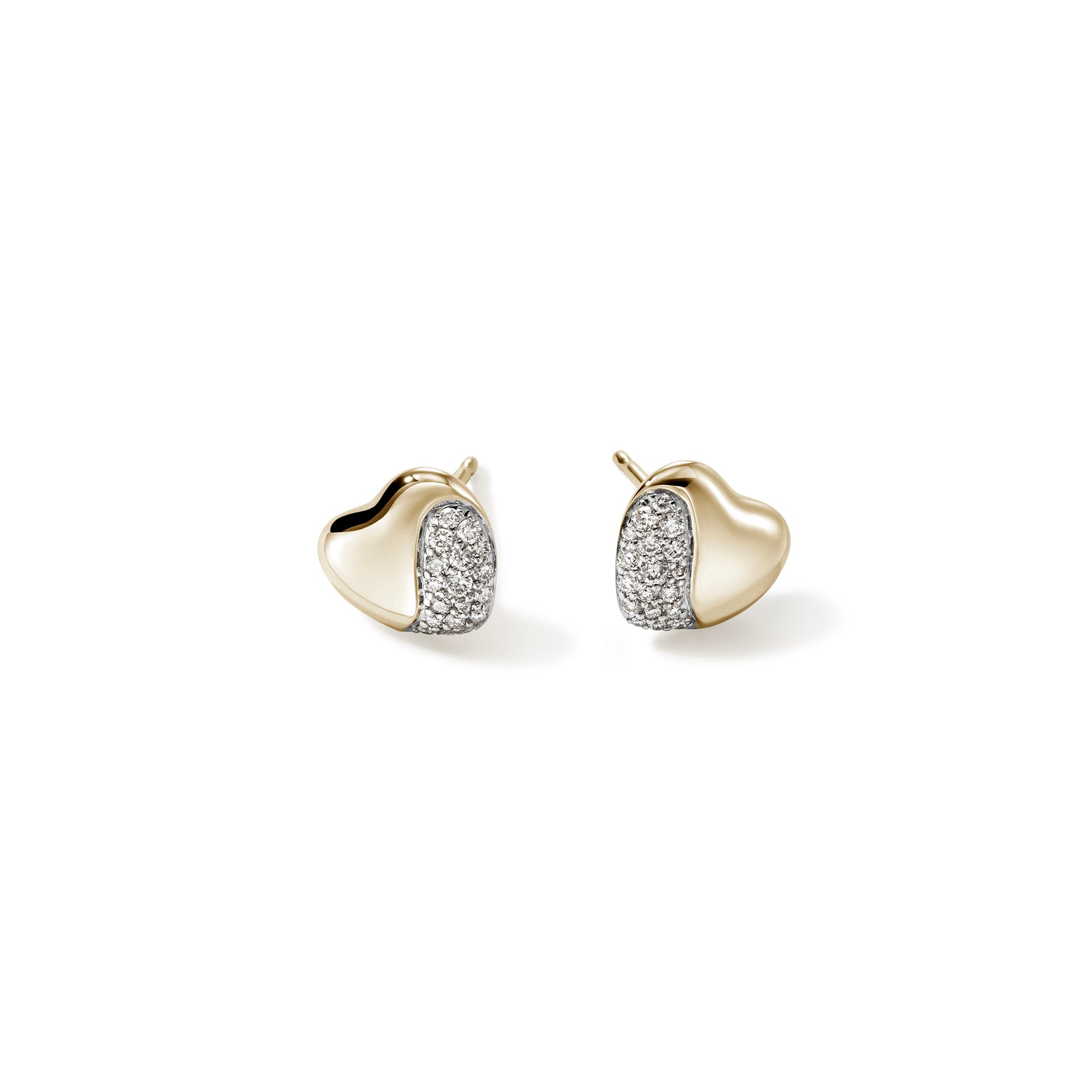 Shop John Hardy Pebble Heart Stud Earring In Gold