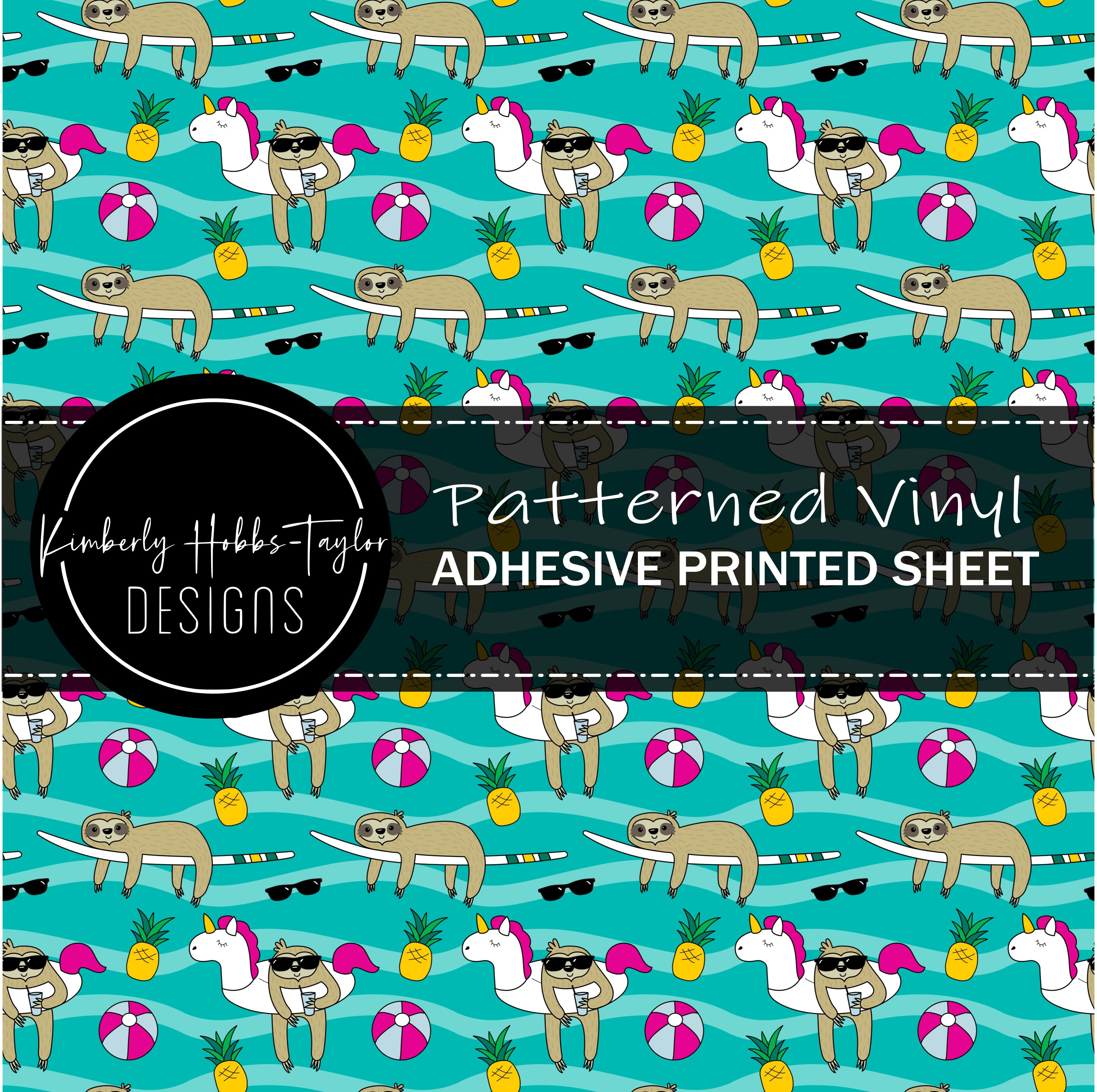Sloth in Unicorn Pool Floatie vinyl
