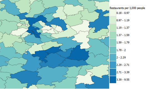 PoI Aggregated Data - restaurants per 1,000 people