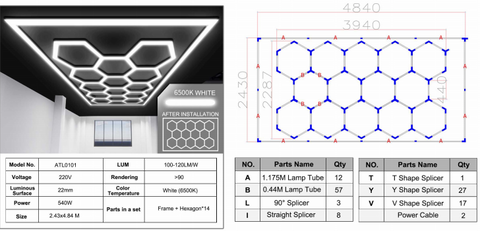 Performance Floor Hexagon LED-Deckenbeleuchtung inkl