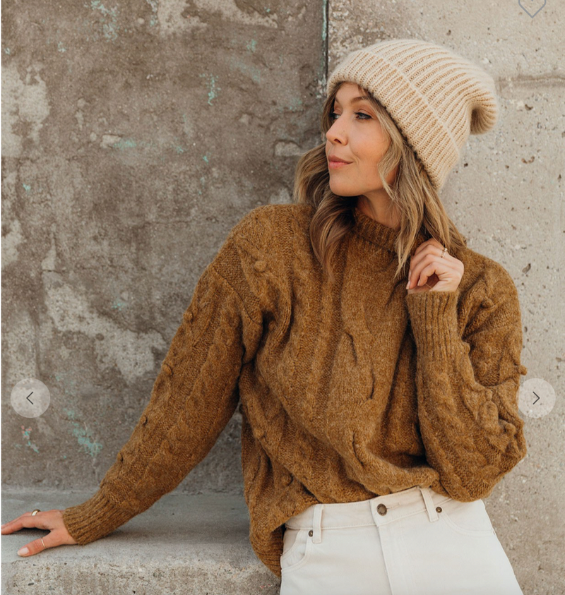 Cable Knit Mock Neck Cozy Sweater by Lovestitch | Fabulous Fashions ...