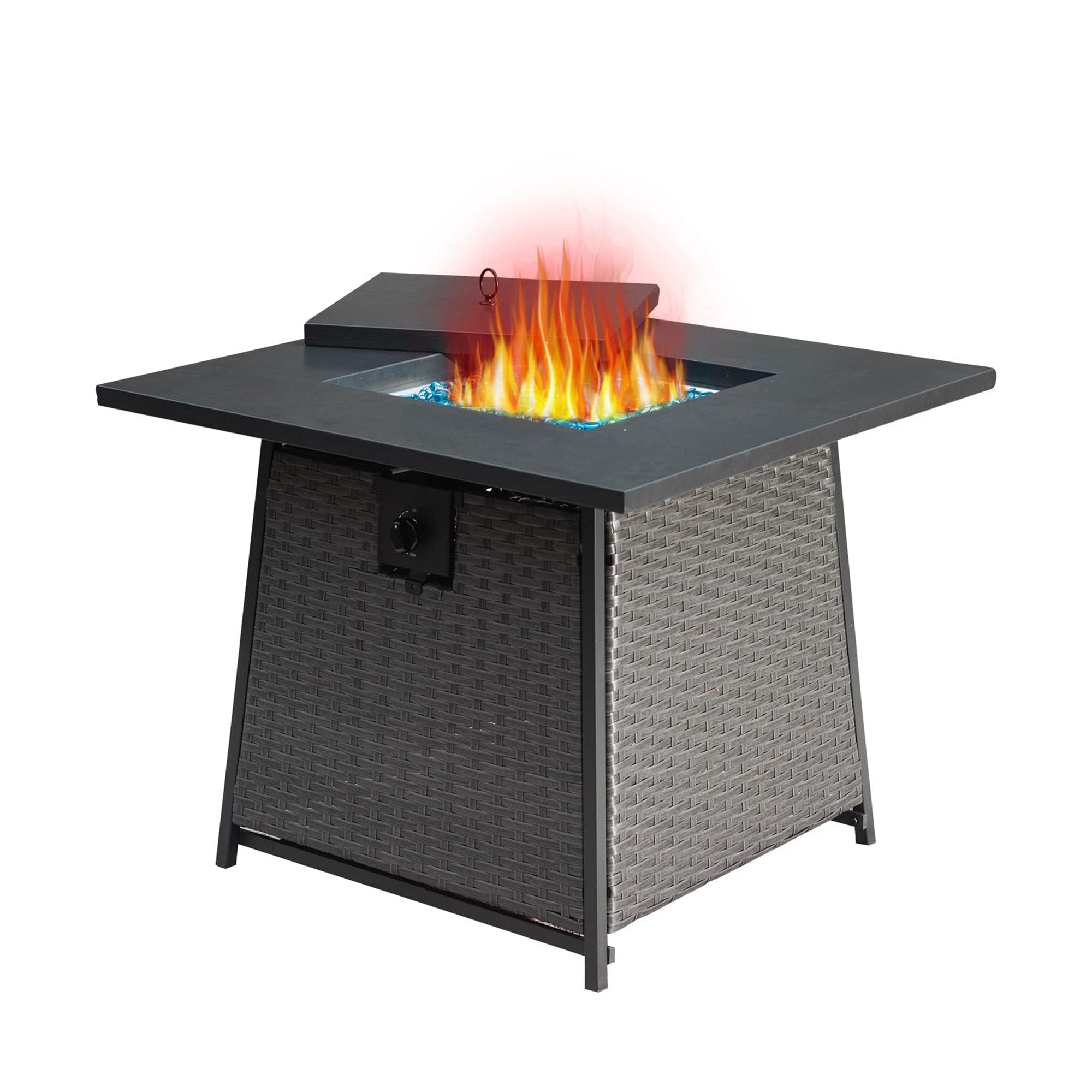 28 Inch Propane Fire Pits Table with Blue Glass Ball 50,000 BTU