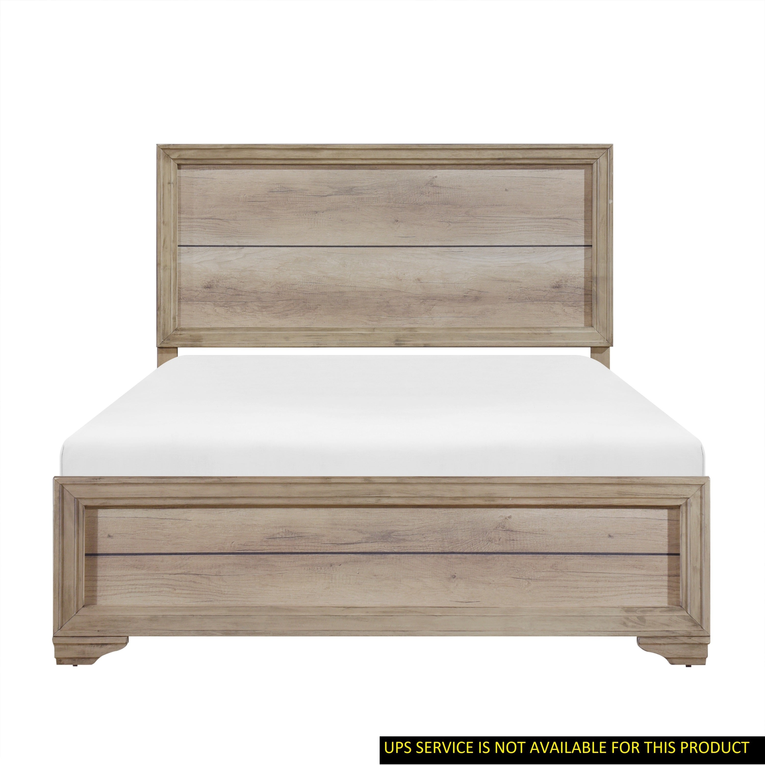 Queen Contemporary Look Natural Finish Queen Bed 1pc Premium Melamine Board Wooden Frame
