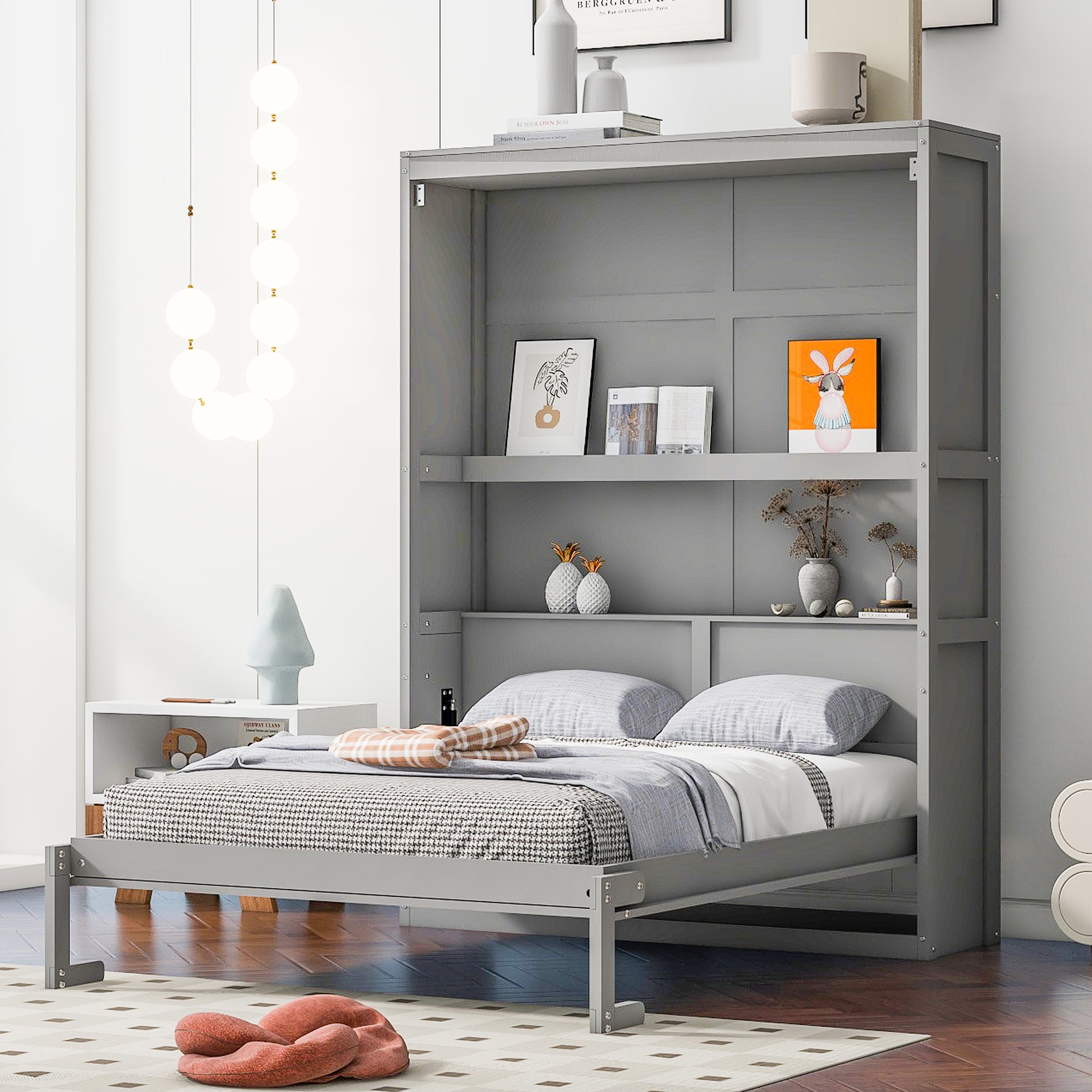 Full Size Murphy Bed Grey