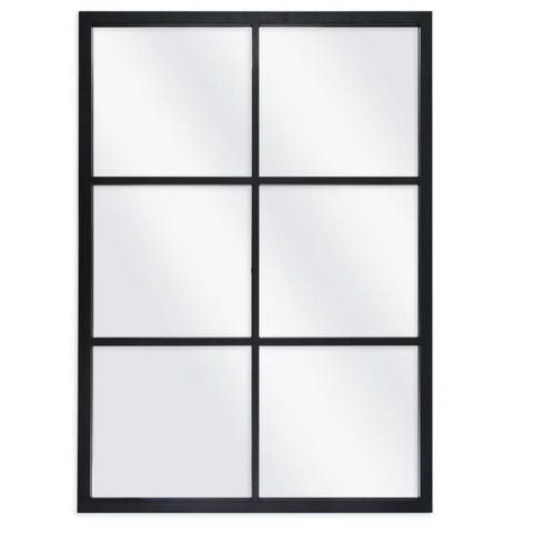 Rectangular black window pane mirror
