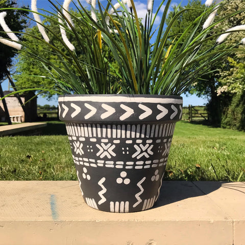 Painted terracotta plant pot