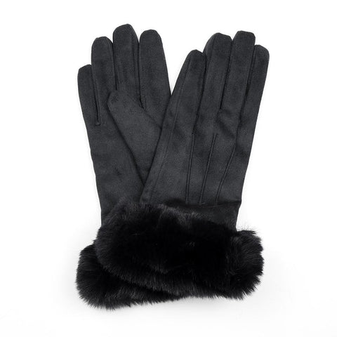 Black Faux Fur Gloves for Her