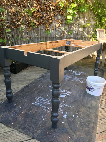 Table base painted in Ash Fusion Mineral Paint