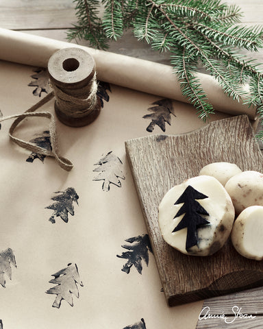 Annie Sloan Chalk Paint Potato Print Christmas Wrapping Paper 