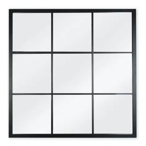 Square black metal outdoor mirror