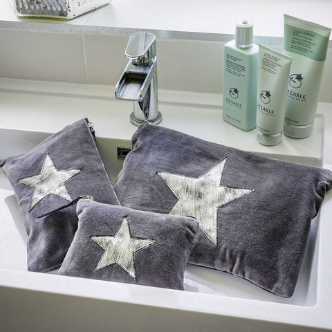 Grey Star Velvet Makeup Pouches