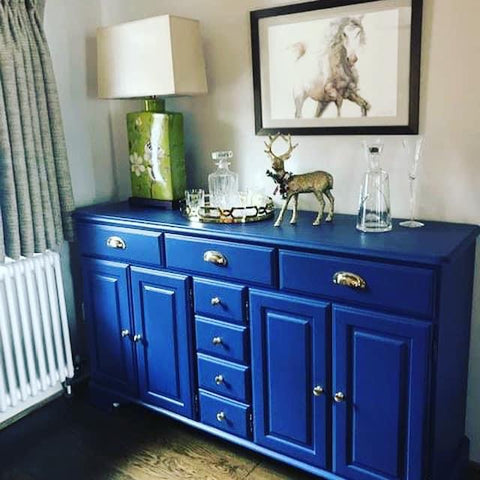 Painted sideboard in bright blue