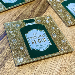 Let Christmas Be Gin Glittering Coaster