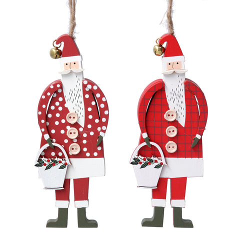 Wooden Hanging Santa Christmas Tree Decorations