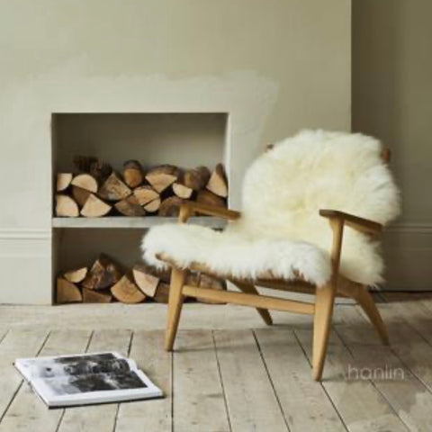 Natural sheepskin on a chair