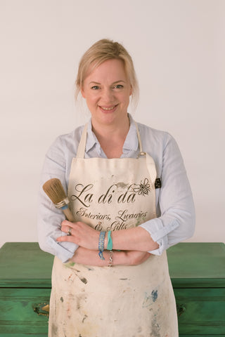 Steph Briggs of La Di Da Interiors with Paint brushes