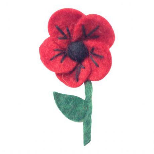 Fair trade Felt Red Poppy Brooch 1