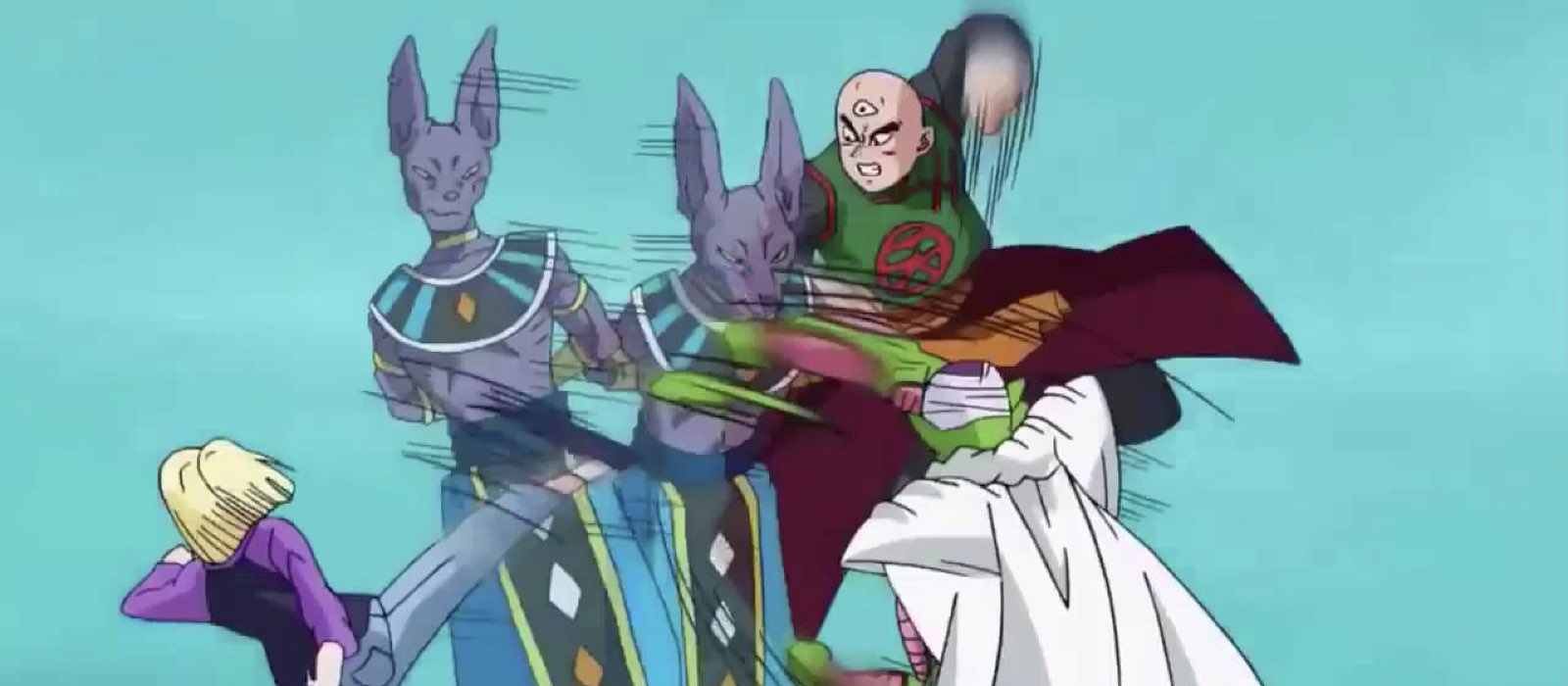 tenshinhan mit Piccolo und C-18 vs Beerus