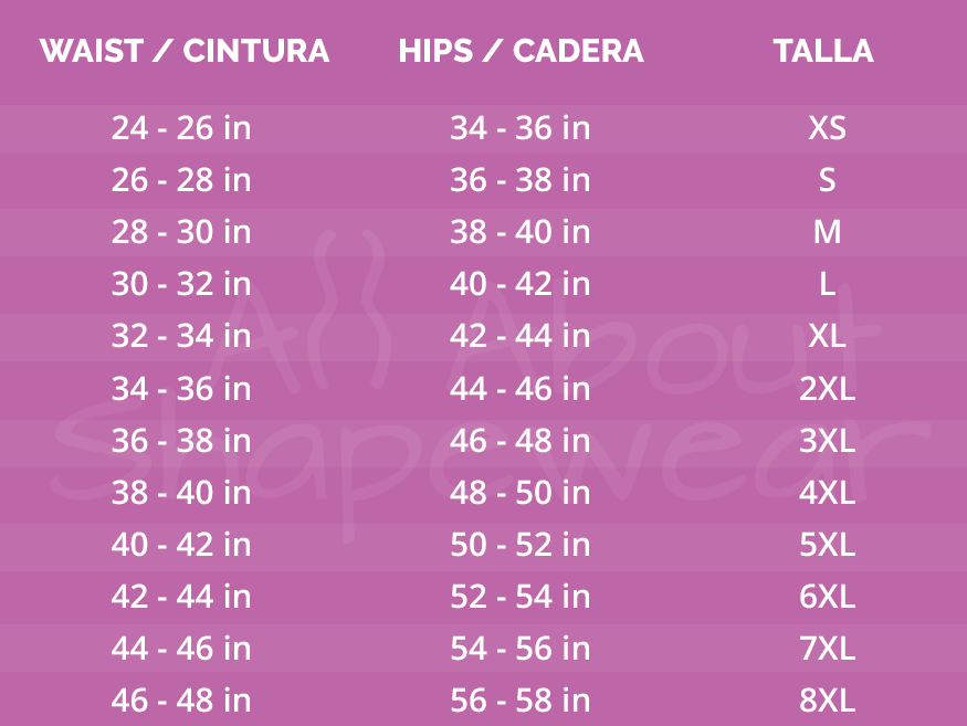 Fajas Colombianas Size Chart