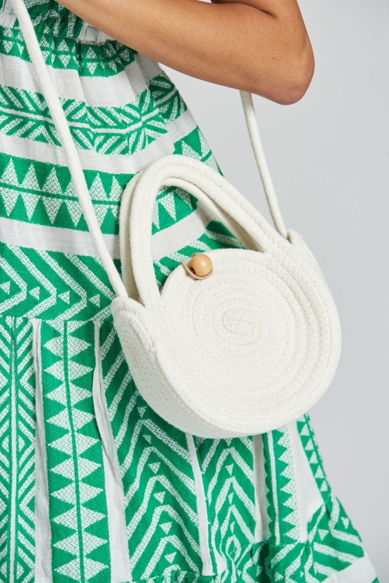 South Beach mini rope cross body summer bag in white