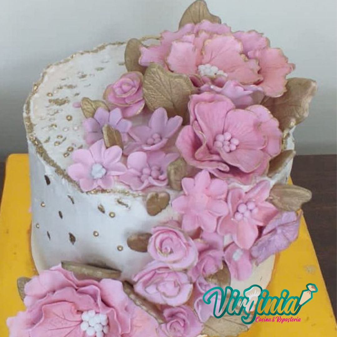 Torta Especial Flores Rosas – Virginia Reposteria