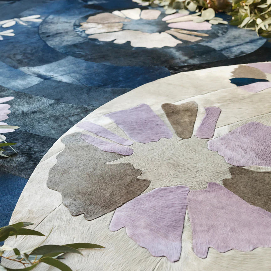 Round Rug with Shibori Design