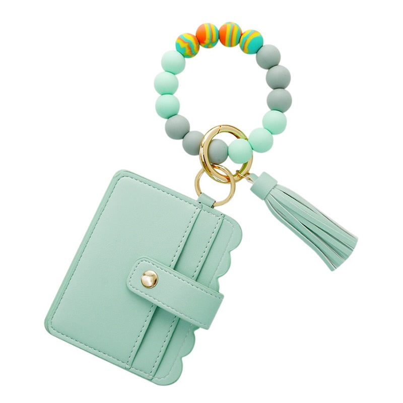 Silicone Keyring For Women Tassel Wood Beads Bracelet Keychain For Keys Multicolor Keychain Wholesale Accessories 2023 Trend New