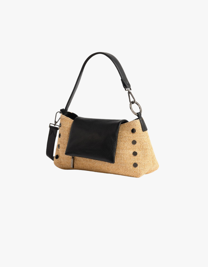 Hammitt VIP Satchel in Chaparral Raffia & Gunmetal
