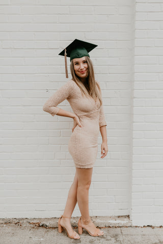 beige dress for graduation