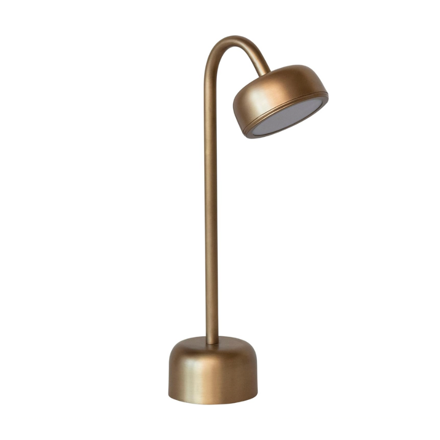 Metal Adjustable LED Table Lamp w/ Touch Sensor, Antique Brass Finish