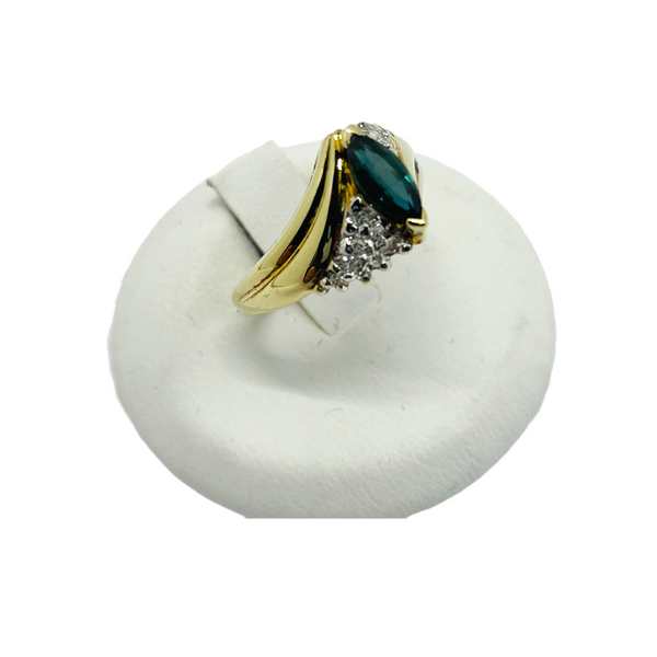 10k Solid Gold Genuine Sapphire & Diamond Ring