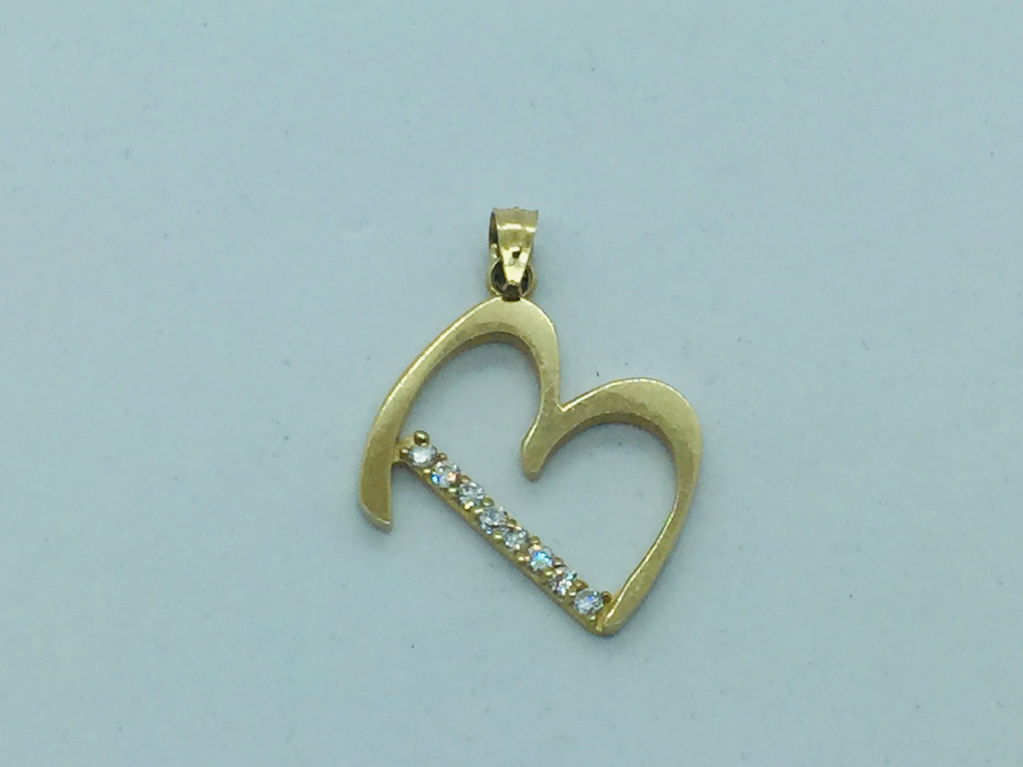10k Solid Gold Initial B With Cubic Zirconia