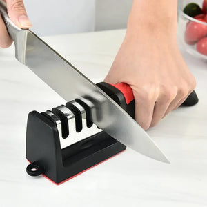 Kitchen 4-Segment Knife Sharpener Household Multi-Functional Hand-Held Four-Purpose Black Sharpening Stone - RipperMovement