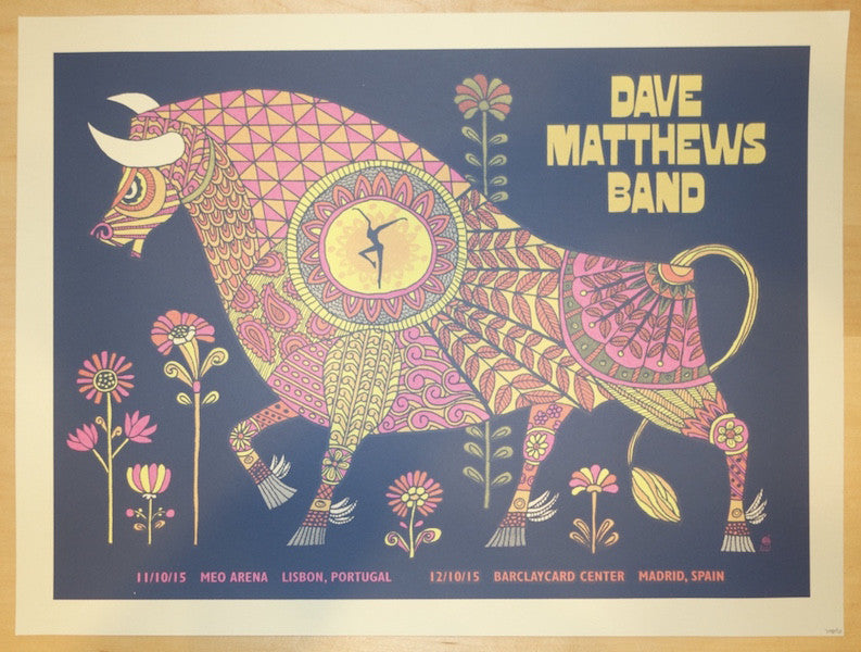 15 Dave Matthews Band Lisbon Madrid Silkscreen Concert Poster By Jojo S Posters
