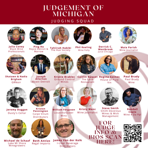 An image of the panel of judges for the Judgement of Michigan wine competition.