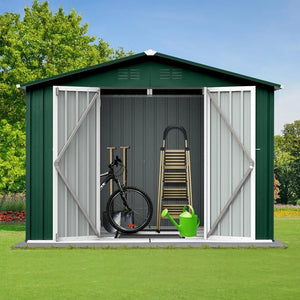 Dark Green Outdoor Decorations Waterproof  Tool Shed With Base Frame - yourcasuallifestore
