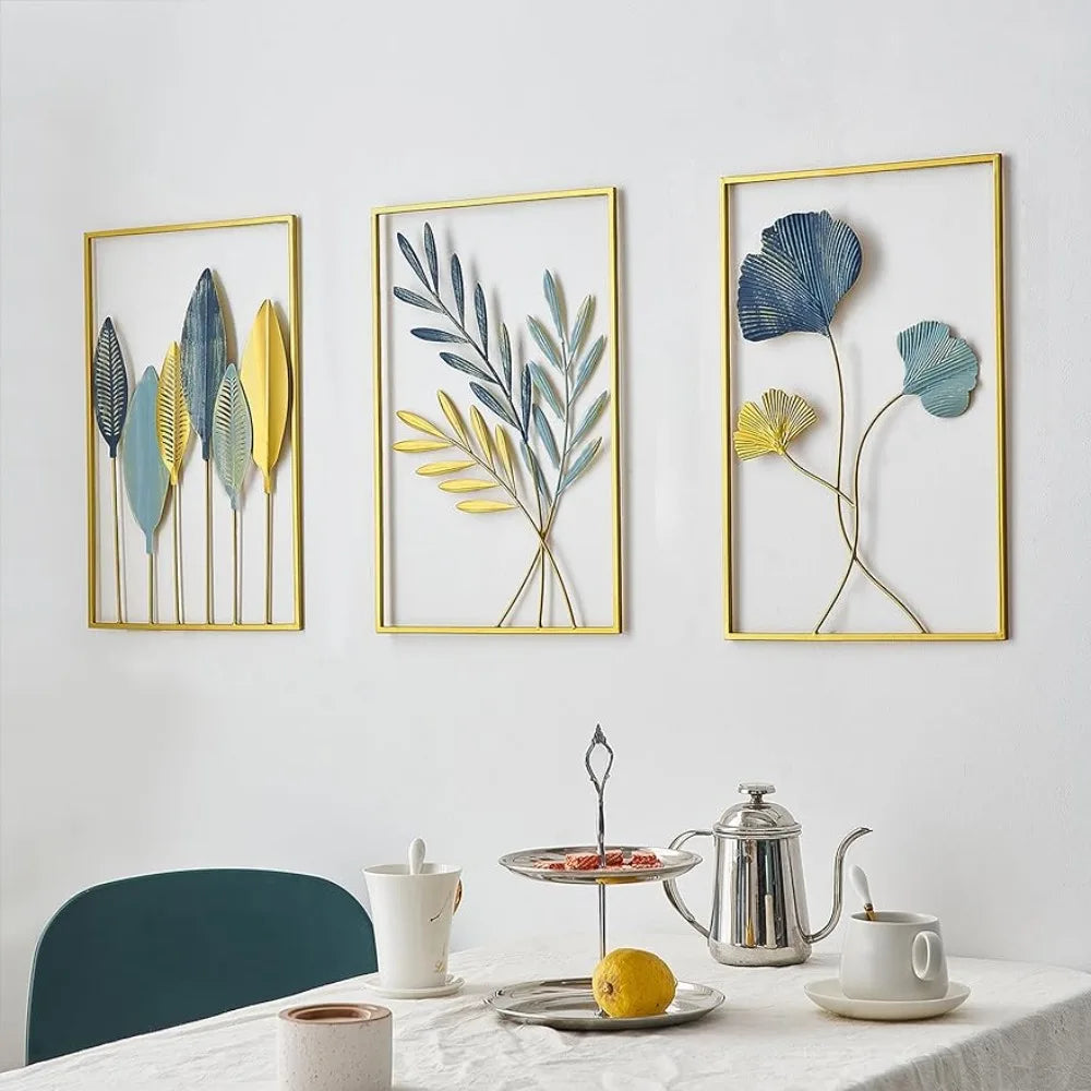 Gold Leaf Wall Hanging Decoration Set Metal  Art