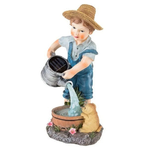 Home and Garden Decorations Solar Outdoor LED Light & Little Boy Gardening - yourcasuallifestore
