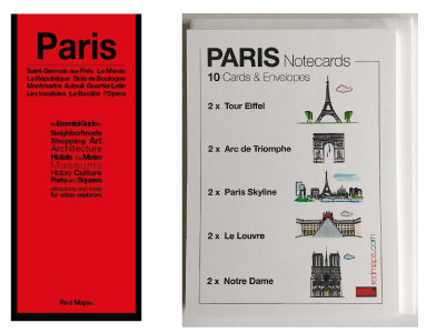 image of foldout Paris map and Paris themed stationery