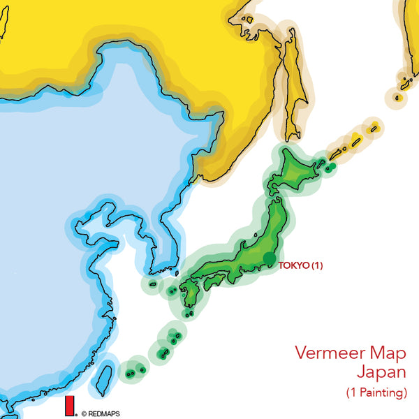 map showing location of a Vermeer painting in Tokyo Japan