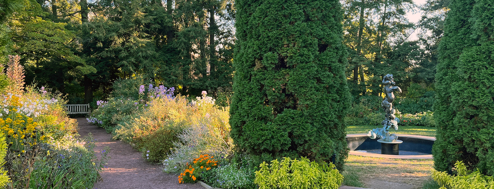 Princeton University's Prospect Garden with statue.