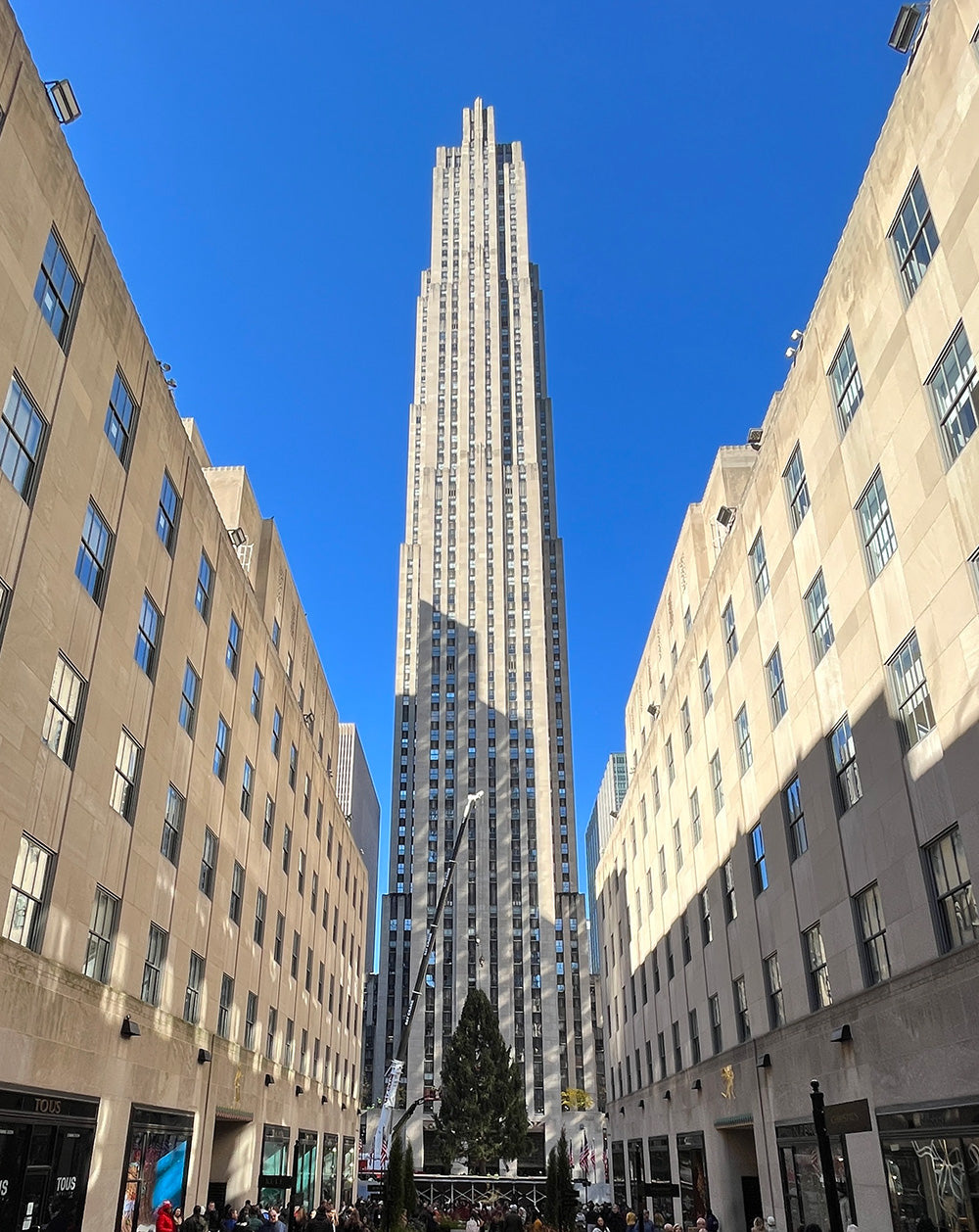 View of 30 Rockefeller Center from Fifth Avenue.