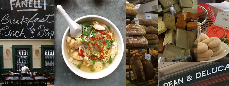 chinese soup and baked bread in SoHo NYC shops